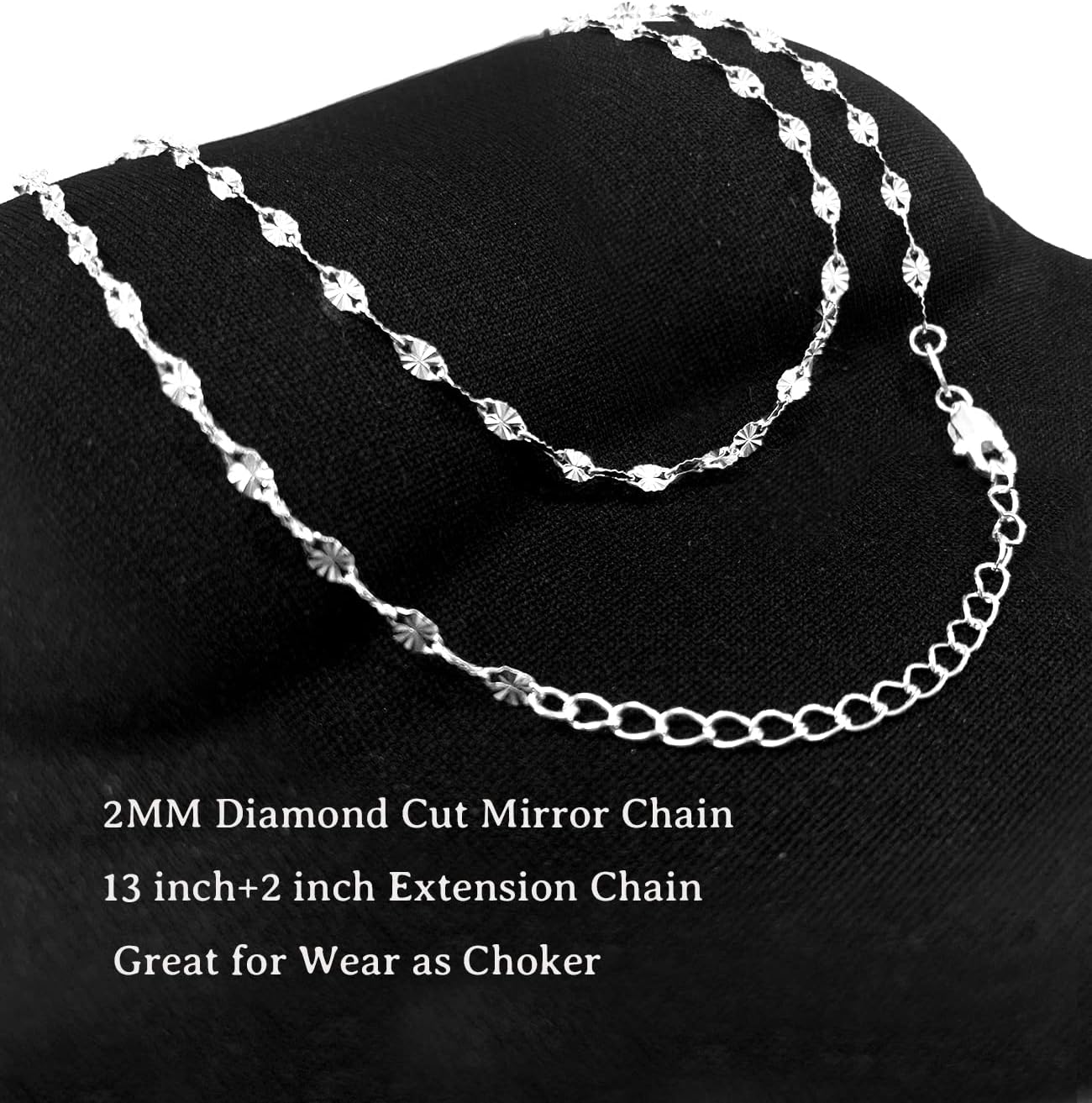 925 Sterling Silver 2mm Chain Necklace for Women Thin Mirror Chain Dainty Cute Choker Necklaces for Women 16 18 20 Inch - Image 6