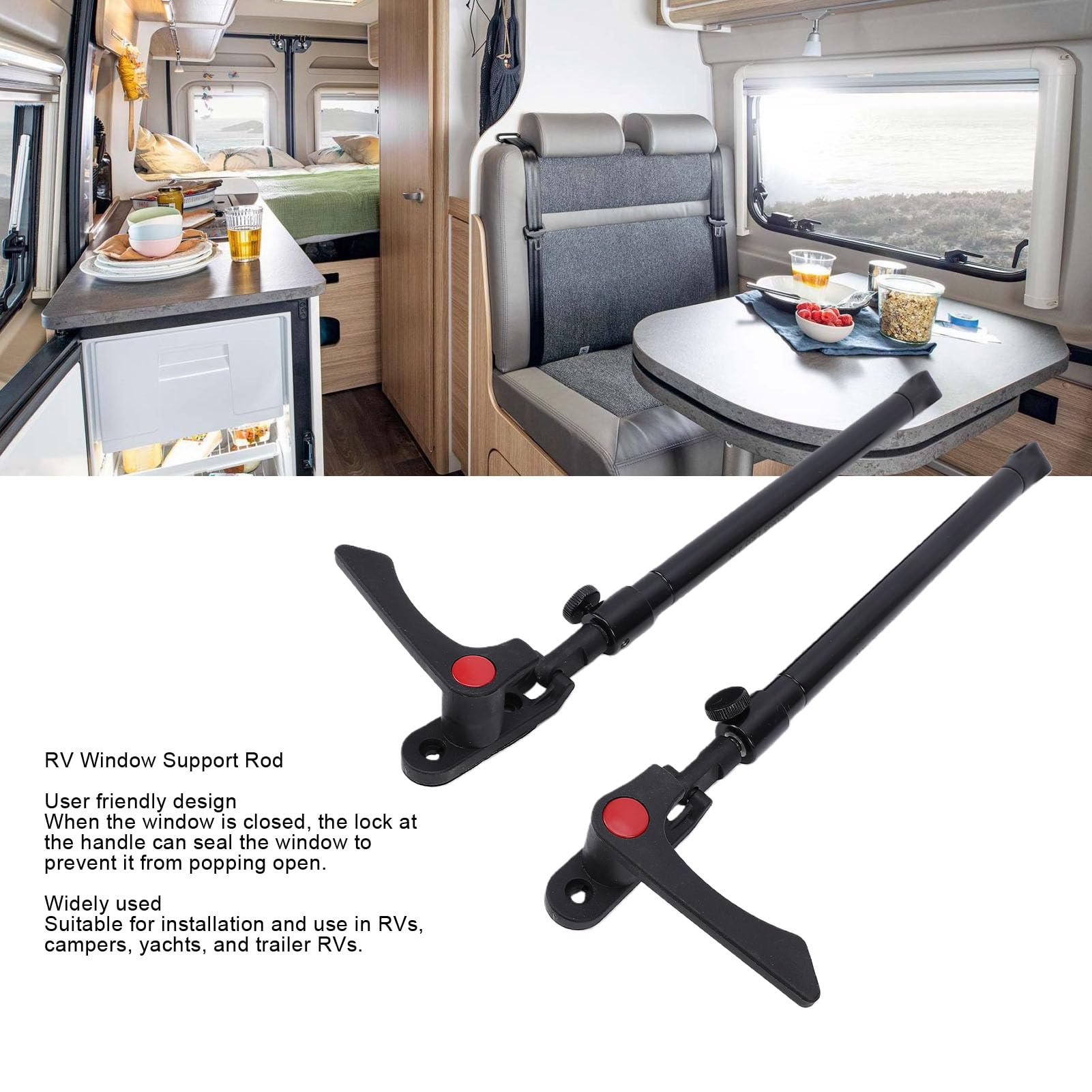 Aramox Tige de Support de Fenêtre pour Camping-Car, Lot de 2, Vérin Télescopique, 300 Mm à 440 Mm, pour Camping-Car, Caravane, Remorque, Yacht