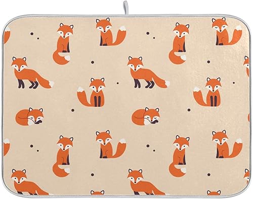 Foxes - Tapete de secado de platos, absorbente, resistente al calor, mate, para encimera de cocina, tapete para el hogar, fregadero, cafetería, bar,
