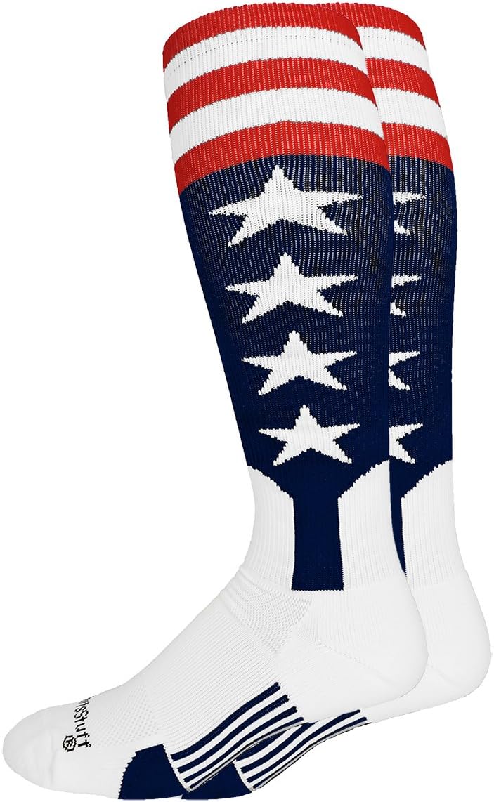 MadSportsStuff USA Flag Baseball Stirrup Socks (Navy/Red/White, XLarge