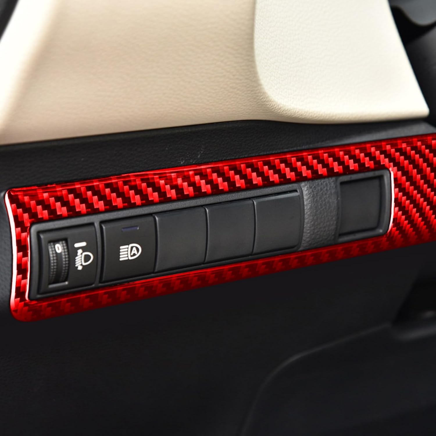 Glossy Red Carbon Fiber Fit for Toyota Corolla 2020-2026 2021 2022 2023 2024 2025 Hybrid Hatchback L LE XLE SE XSE FX Accessories Car Headlight Switch Frame Cover Interior Trim Sticker Decal