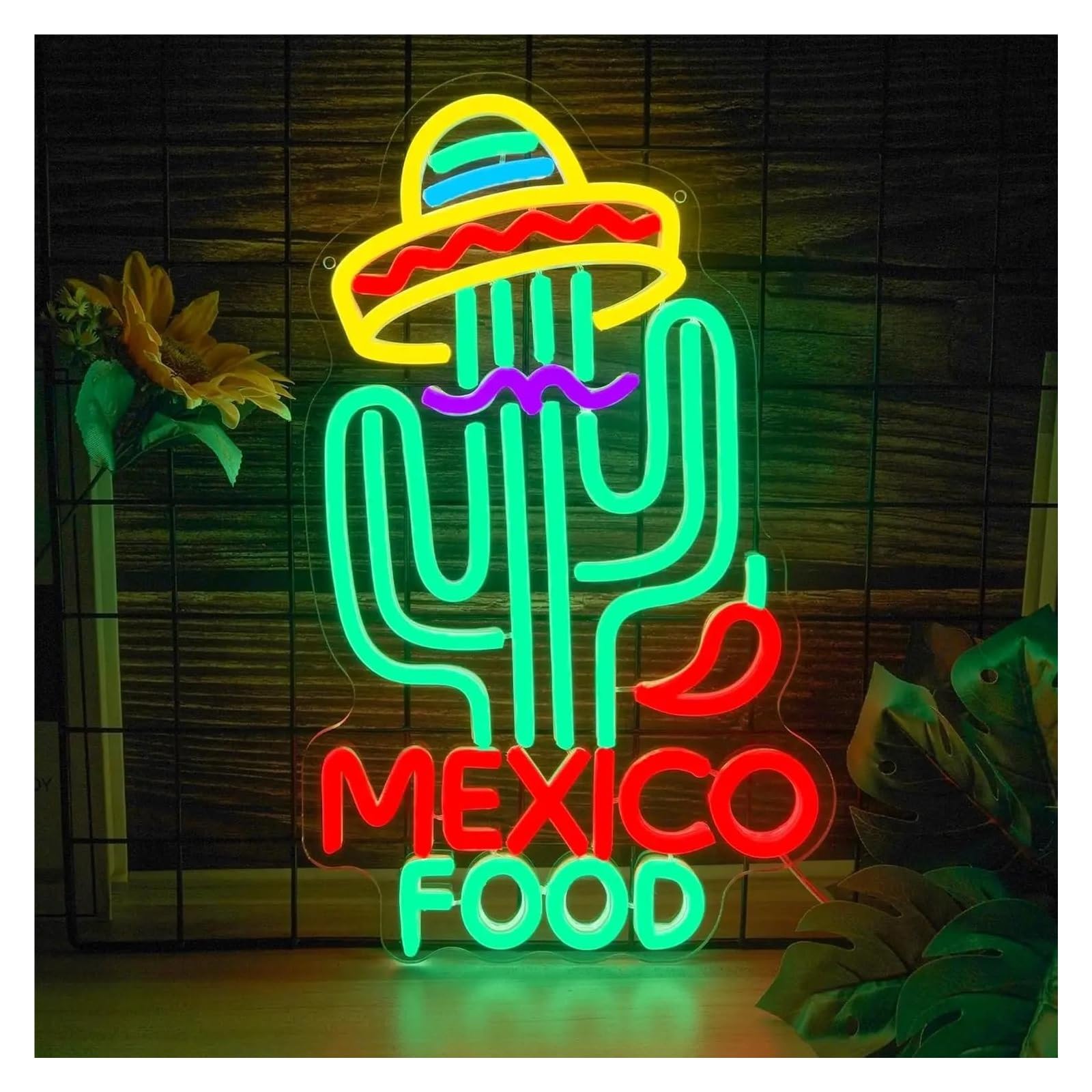 Shouxi One Color Sign Lamp Mexican Food Neon Sign Usb Dimmable For Mexican Restaurants Bars Food Trucks Fiesta Parties Decor 38Х23cm