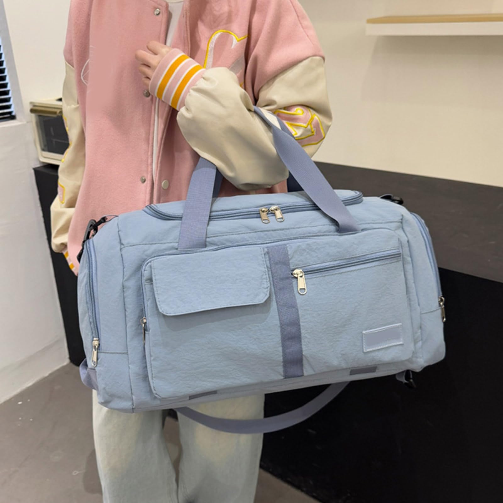 Borsa da viaggio pieghevole Zaino per bagagli Borsa da fitness Weekender Allenamento notturno con scomparto per scarpe