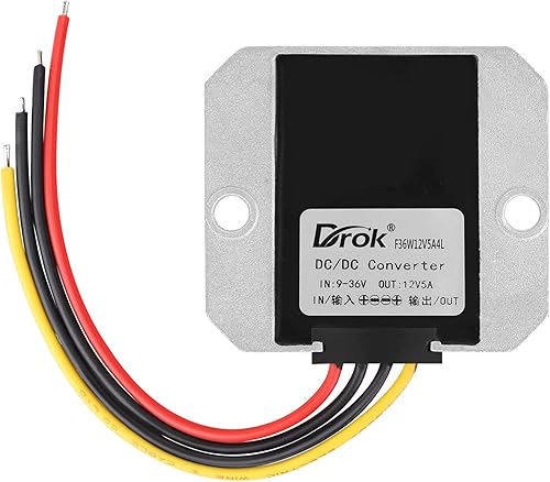 Miniatura 7 de DROK Boost Buck Convertidor de 9V-36V a 12V 5A 60W carcasa de aluminio impermeable auto elevador regulador de voltaje 12V V Transformador de voltios