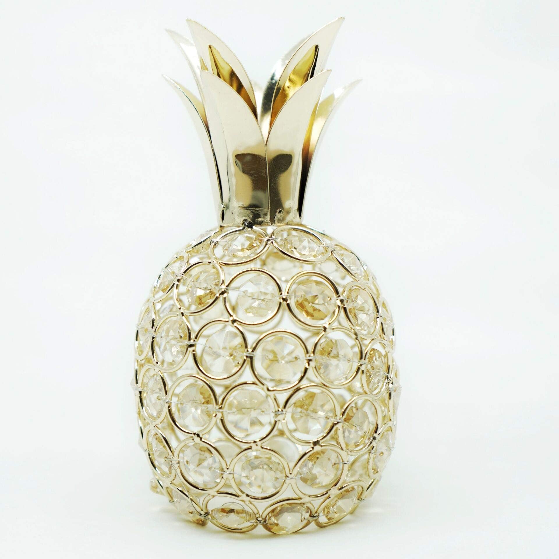 Crystal Pineapple Candlestick Decoration, Gold Artificial Fruit Figurine, Nordic Handmade Wrought Iron Table Ornament for Home Wedding Party Festival