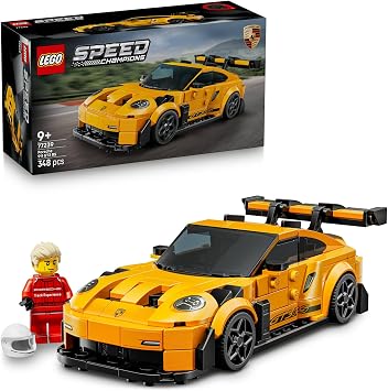 LEGO Speed Champions Porsche 911 GT3 RS 77239 – Detailed Collectible Model Car for Children Ages 9 and Over, Game and Exhibition Production Set with Driver Figure, Gift Idea for Car Lovers (348 Pieces)