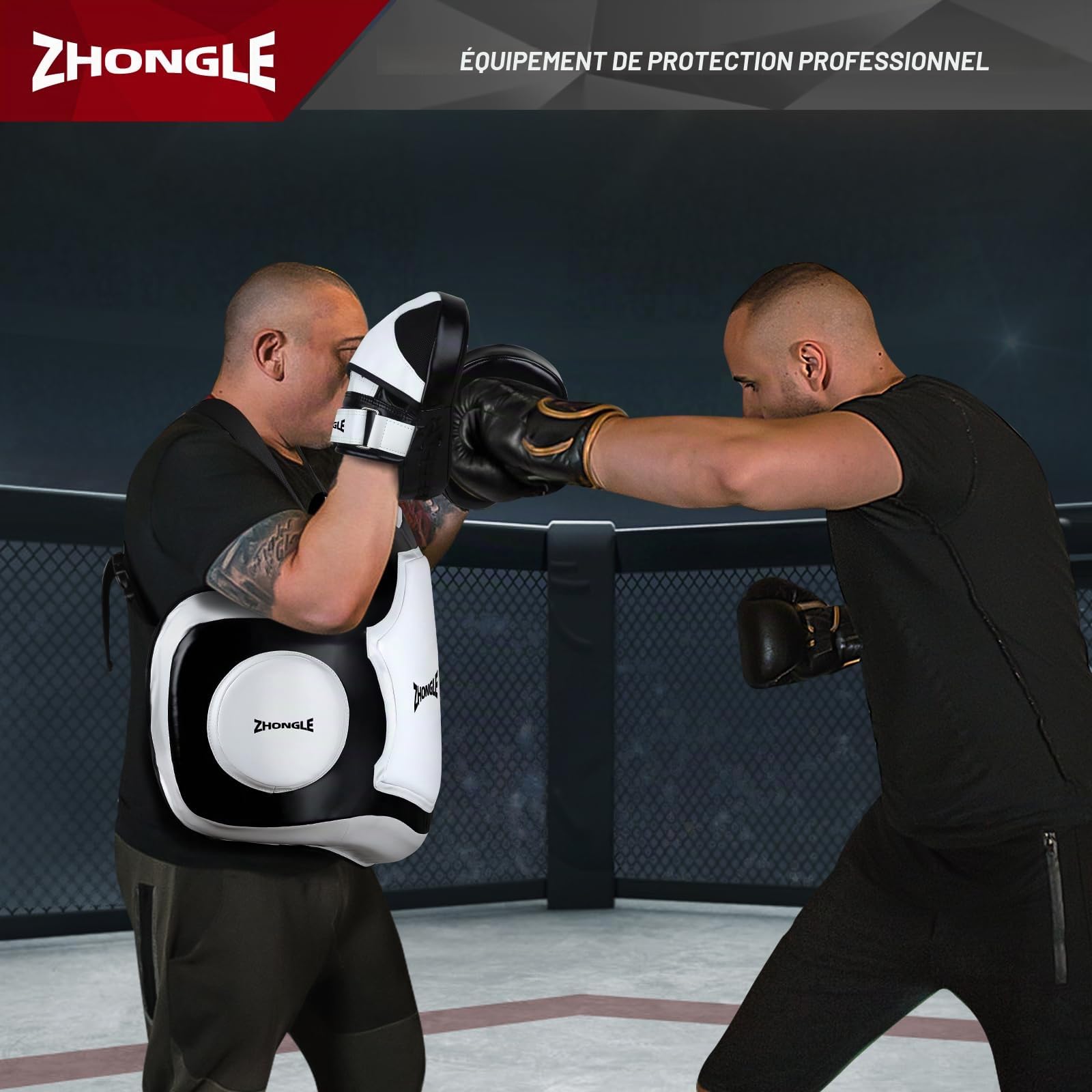 Protection corporelle professionnelle pour MMA, Muay Thai et kickboxing | Protège-poitrine réglable avec absorption des chocs | Gilet d'entraînement de taekwondo
