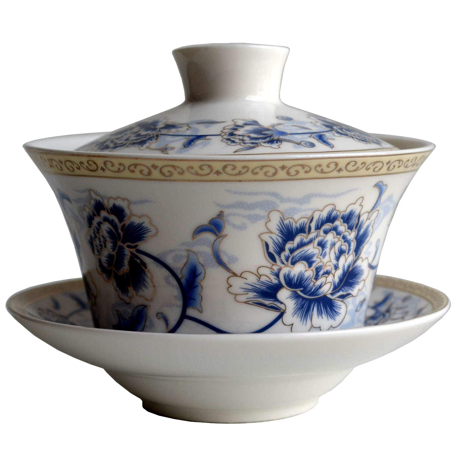 Liang baobao Gaiwan Tea Set with Lid &amp; Saucer Porcelain Teacups 200ml