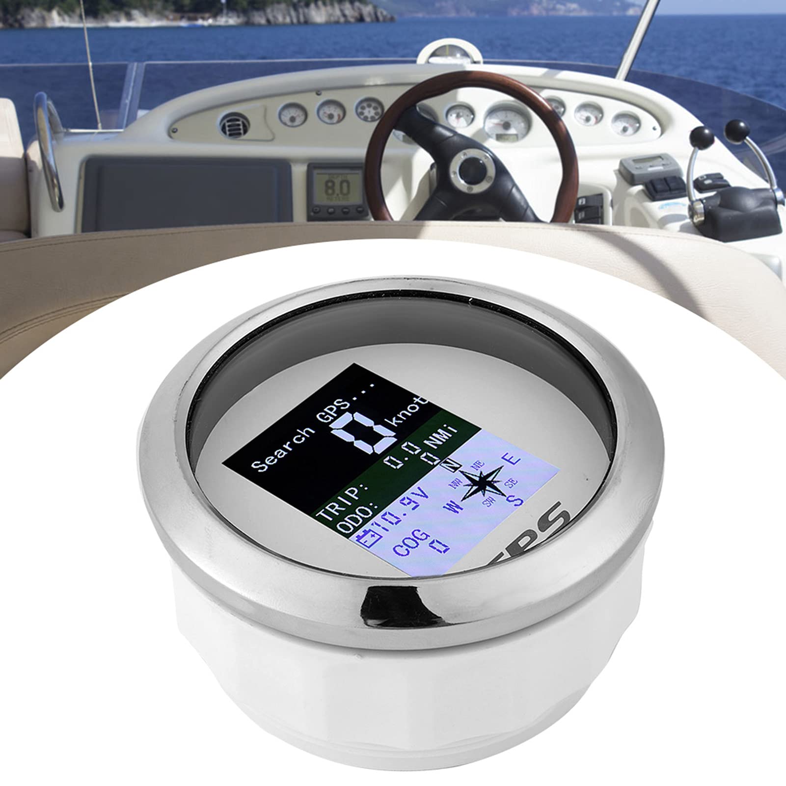 compteur de vitesse pour bateau,compteur de vitesse gps,Compteur de Vitesse Marin 3 3/8 Comp, Compteur de Vitesse GPS de 85 Mm, Ingénieur de Bateau de Voiture, Jauges Numériques étanches en Acier Inox