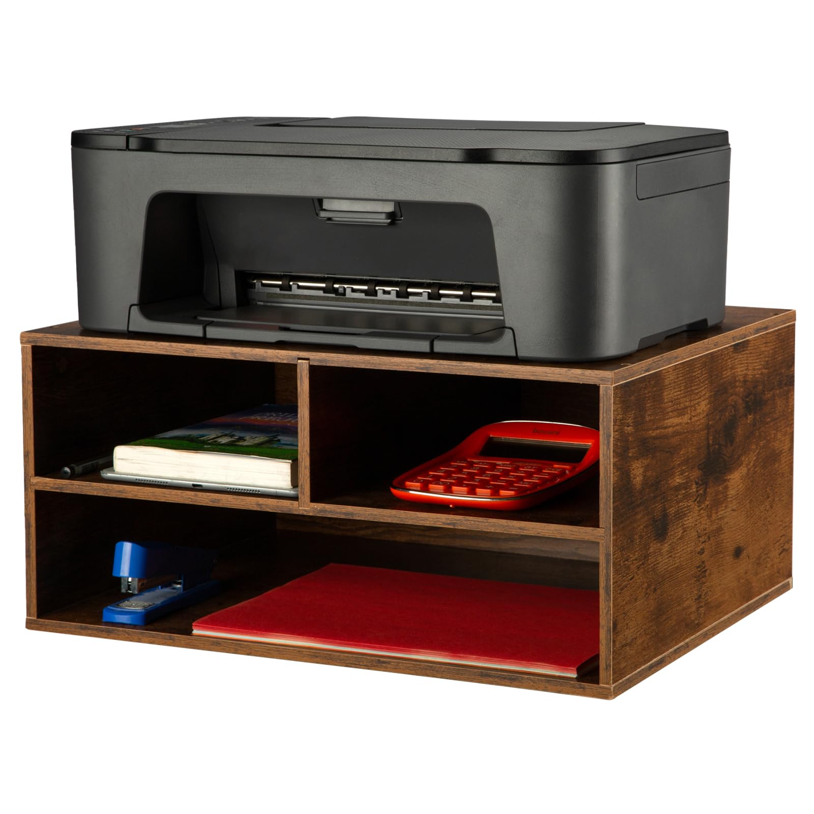 EMERIT Printer Stand Shelf with Storage Wood Desk Paper Organzier for Home/Office,Printer Riser, 2 Tire