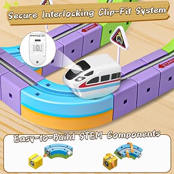 Track Fusion Train Set for Kids, 3D Cube Trackle System, Magic Rail Cube, STEM Trackfusion Train Toy, Cool Birthday Gifts and Presents for 3 4 5 6 7 8 Years Old Boys and Girls (88 Pieces / 66 Tracks)