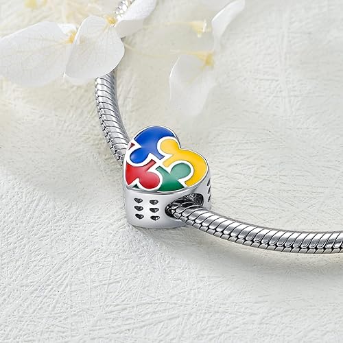 Miniatura 2 de LONAGO Abalorio personalizado de plata de ley 925 compatible con pulsera, collar, forma redonda de corazón personalizado