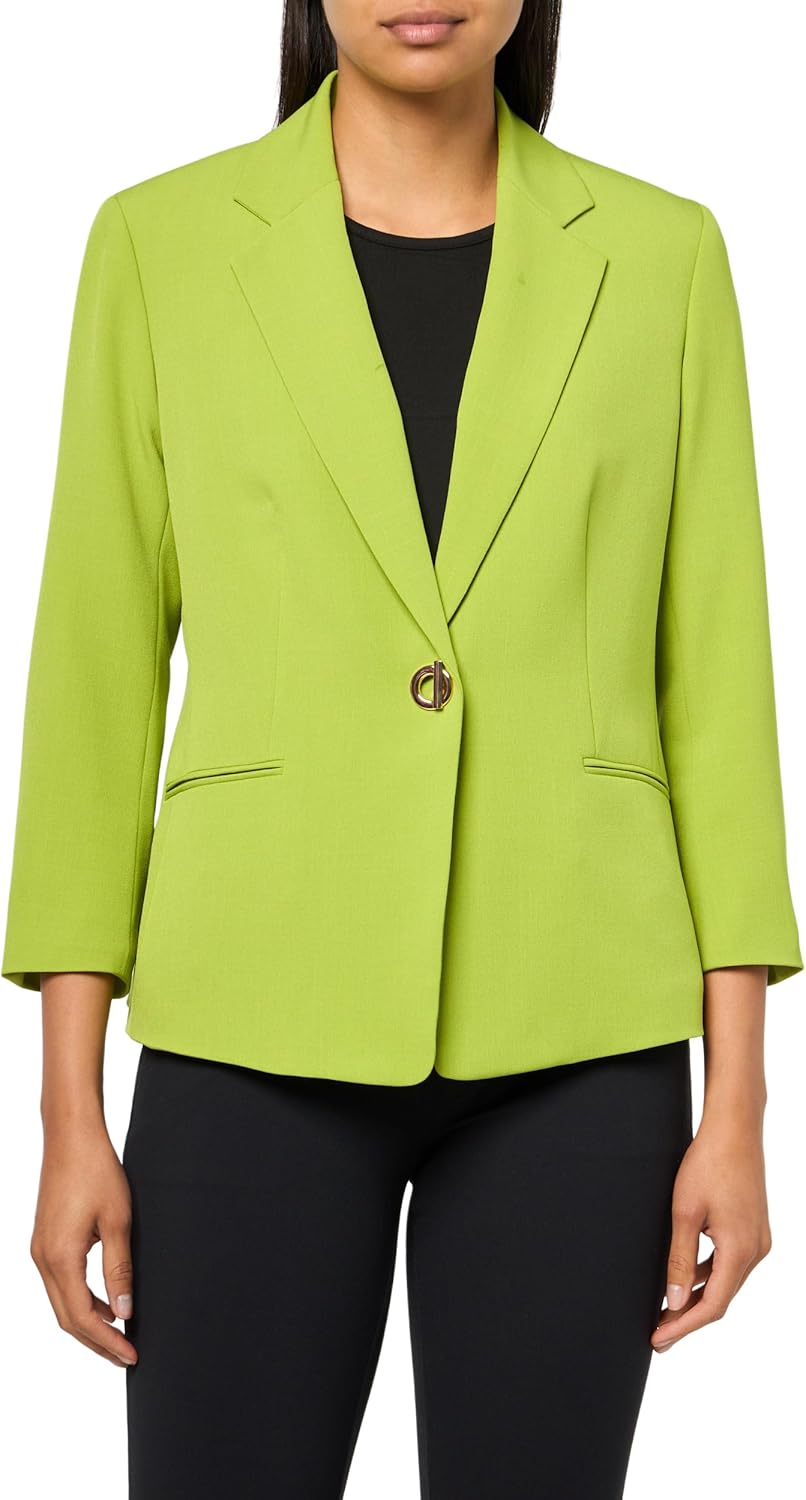 Kasper Women's Crepe Novelty Eyelet Front Notch Collar Jacket, Kiwi
