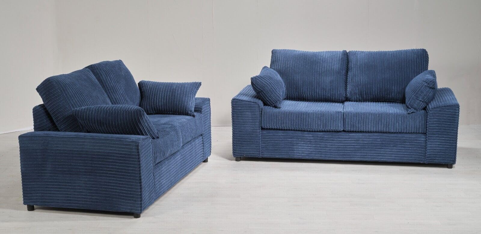 SOFA SCENE JUMBO CORD 4 SEATER 3 + 2 SWIVEL ARMCHAIR HIGH BACK AMARA DINO CROSBY AMALFI (BLUE, FOOTSTOOL)