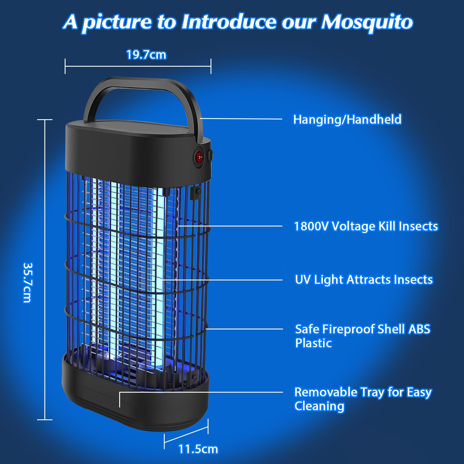 Lampara Antimosquitos Electrico 18W, Luz UV Matainsectos Eléctrico No Tóxico Matamoscas para Interiores Trampa para Mosquitos para Dormitorio Cocina Patio