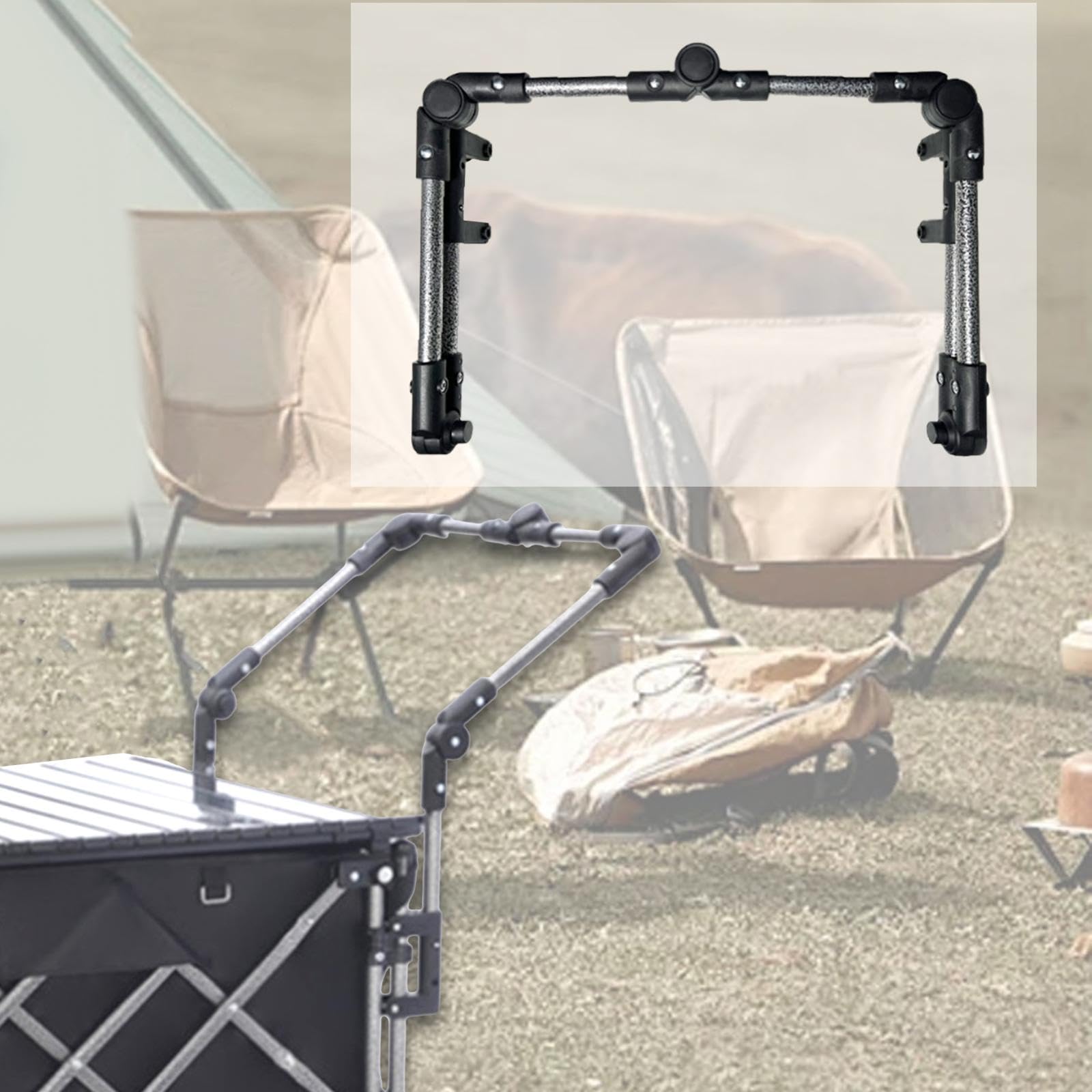 Carro Plegable con Asa de Empuje, Accesorio para Carro de Playa, Parte Desmontable, Asa de Acero Al Carbono, Barra de Empuje Y Tracción para Jardín.