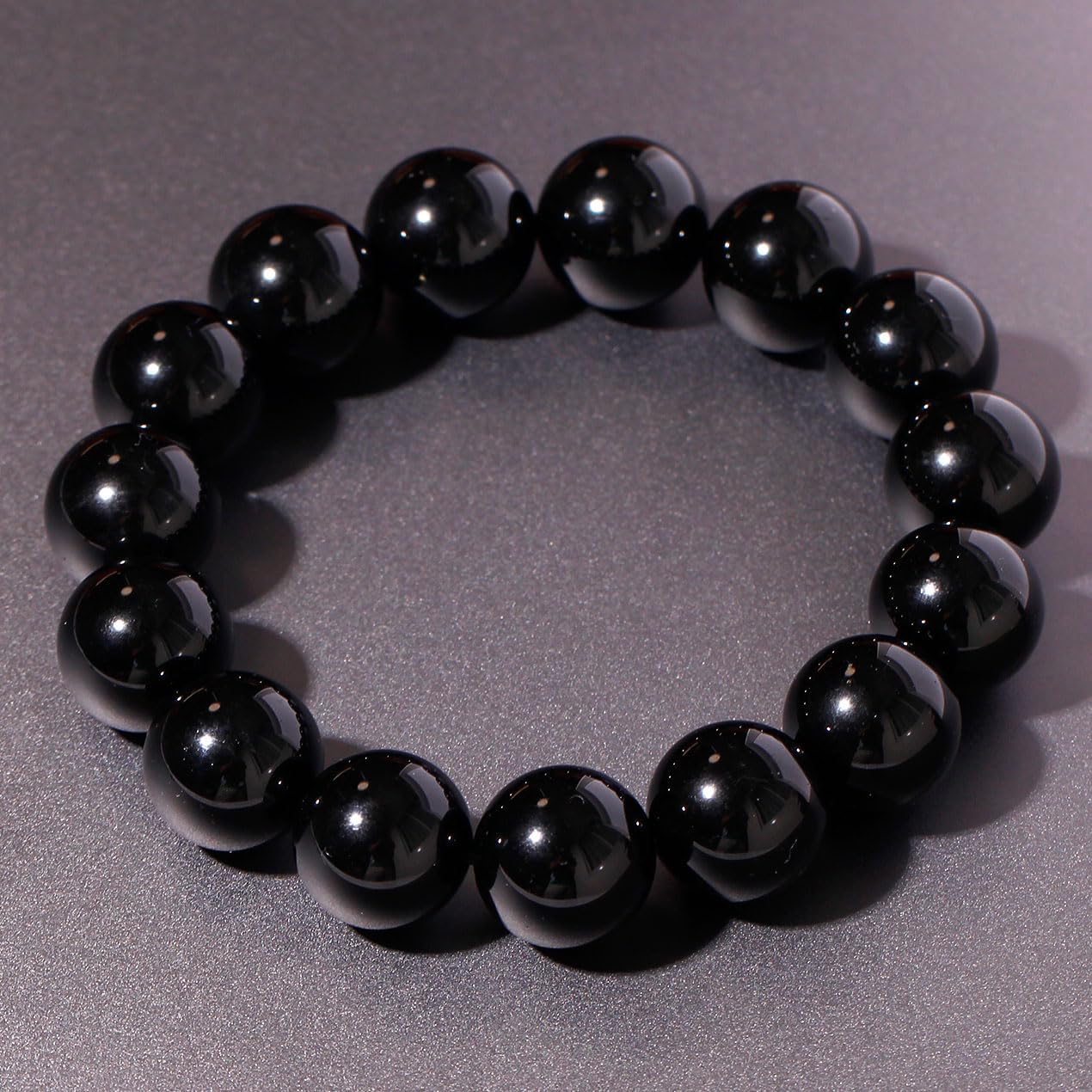 14mm Round Beads Stretch Bracelets for Men Women Gem Semi Precious Gemstone Beaded Bracelets 7 Inch Unisex Gifts