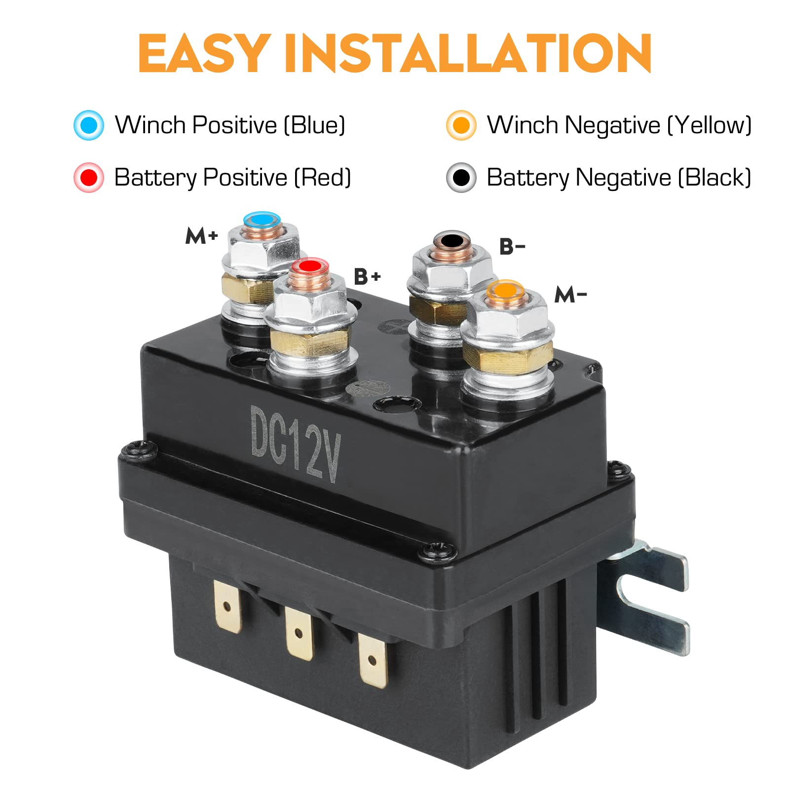 Youxmoto 12V Winch Solenoid Relay Contactor 500A, for 8000-15000lb ATV UTV Trucks Winches, Replace for 63070 62135 74900 70715 2875714