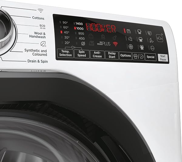 Hoover H-WASH 350 9kg Freestanding Washing Machine, 1400 RPM, A Rated, ECO-Power Inverter Motor, hOn App, 60 Programmes, Eco Doser, Power Care System, White, 60x53x85 cm - H3WPS496TAMB6-80 - 4