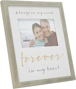Malden International Designs 4x6 Remembrance Picture Frame Always on my mind, forever in my heart MDF Wood Picture Frame Wood mat Lasered detail, Beige