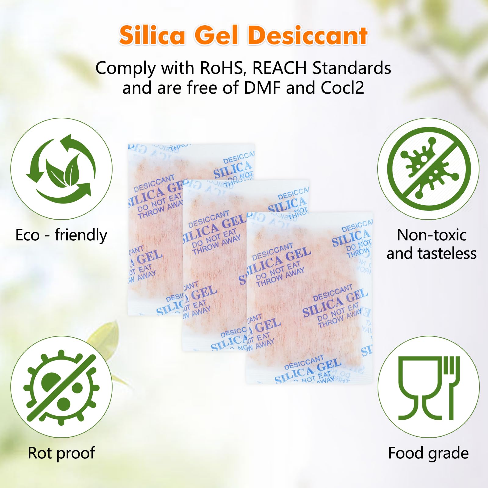 Gigmeta 20 g x 20 Pcs Bolsas de Gel de Sílice Deshumidificadoras con Indicador Naranja/Verde