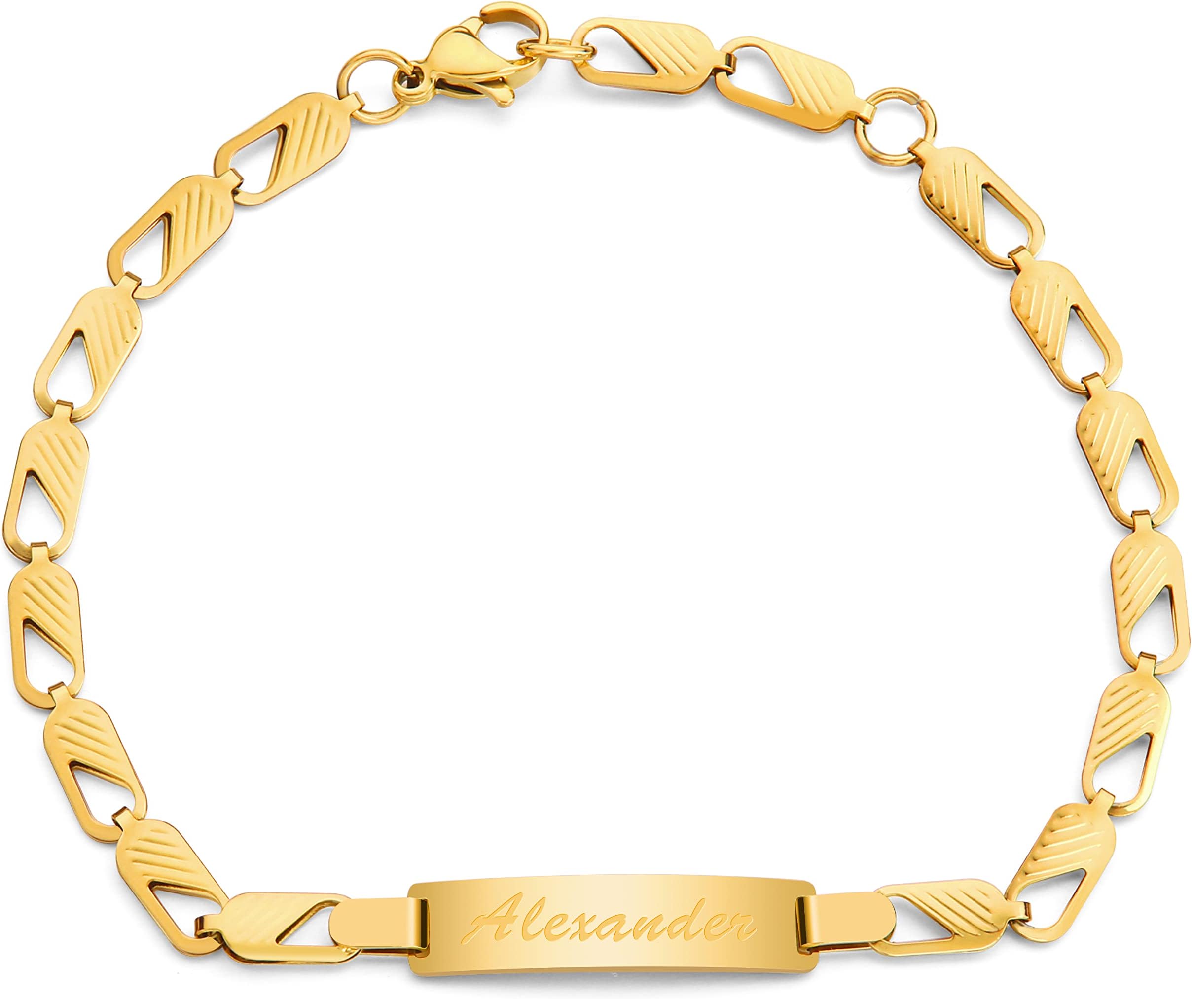 Tina&Co Personalized Baby Name Bracelet Customized 18K Gold Plated for NewBorn to Children Girl and Boy Personalized Baby Gift 2313B(Style 2)