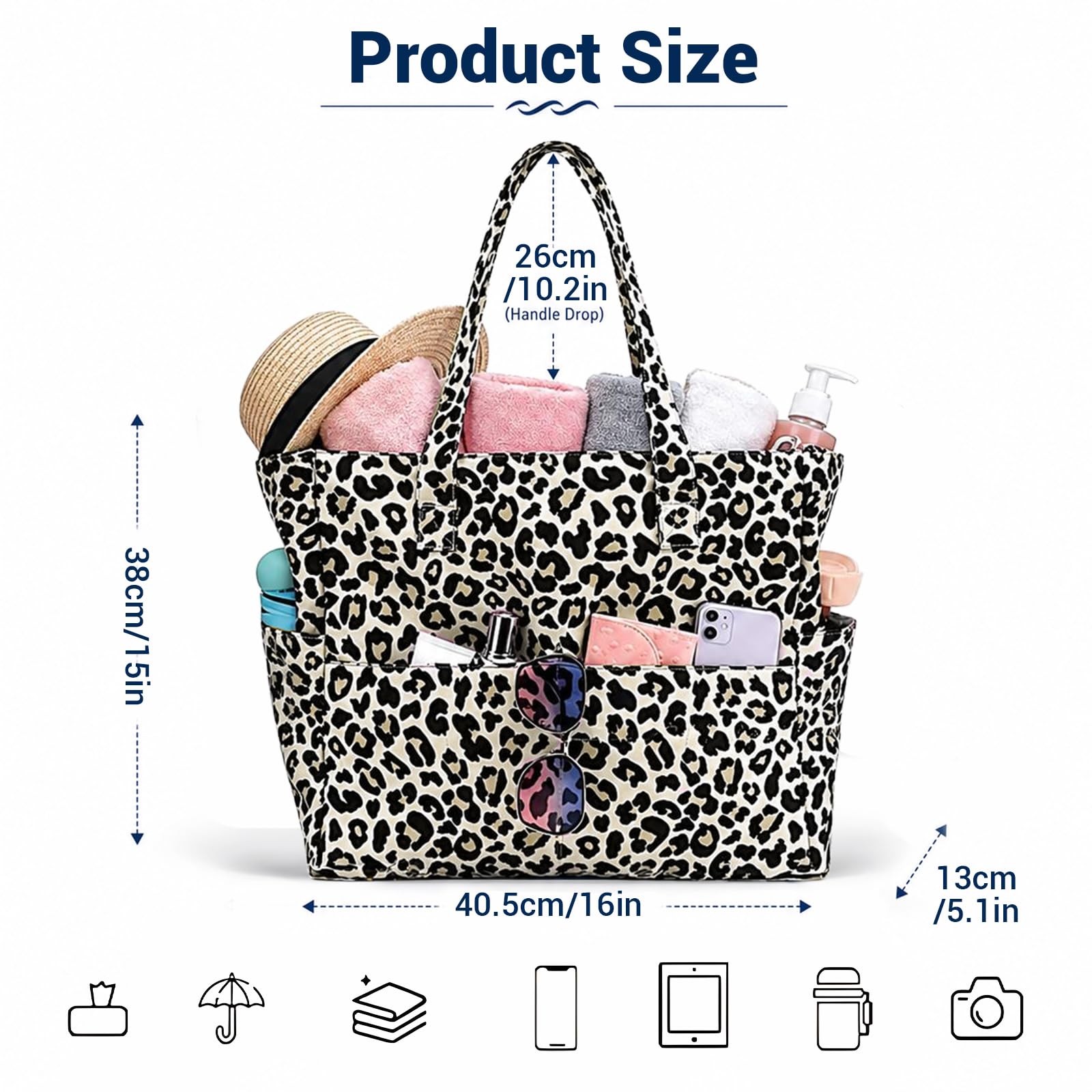 dellyy Borsa Mare Grande XXL, Borsa Spiaggia Donna Impermeabile e Antisabbia con Cerniera, Grande Capacità, Tasche Multiple, Tote Mare per Vacanze, Piscina e Tempo Libero