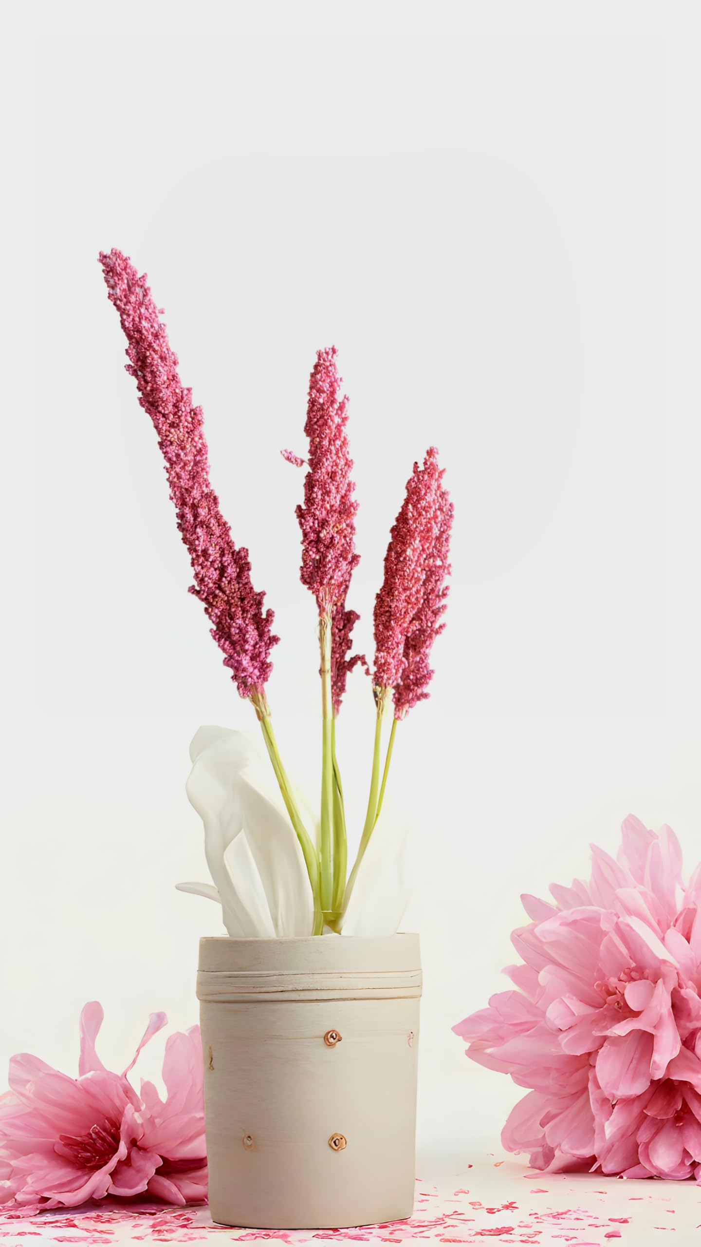 RUKDA® Dried Pink Sorghum Flower Sheaves - Dry Grass Bouquet for Wedding Table Centerpieces, Home, Office Decoration - 2 Pcs 2