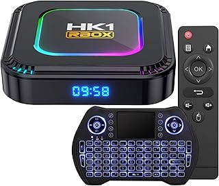 TV Box Android 13.0 4GB RAM 32GB ROM RK3528 WiFi 6 Smart TV Box RGB Light Set Top Box BT5.0 Ultra HD 1080P 4K 8K HLG Mode HDR10+ WiFi 6 USB 3.0 Android Box with Mini Wireless Backlit Keyboard