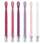 POKIPAW Pacifier Clip for Boys and Girls 6 Pack Baby Pacifier Holder Leash 100% Handmade Braided Fits All Pacifiers & Teething Toys Modern Unisex Baby Gift (Charming Pastels)