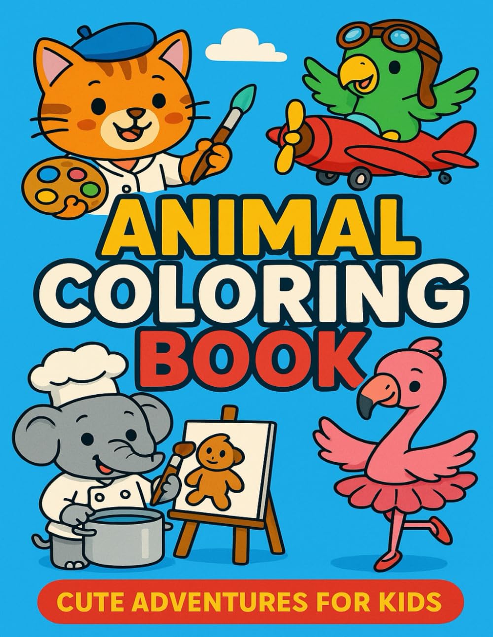Animal Jobs Coloring Book For Kids: 30 Cute Animal Characters in Fun Professions | Easy and Adorable Coloring Pages for Children Ages 4–8