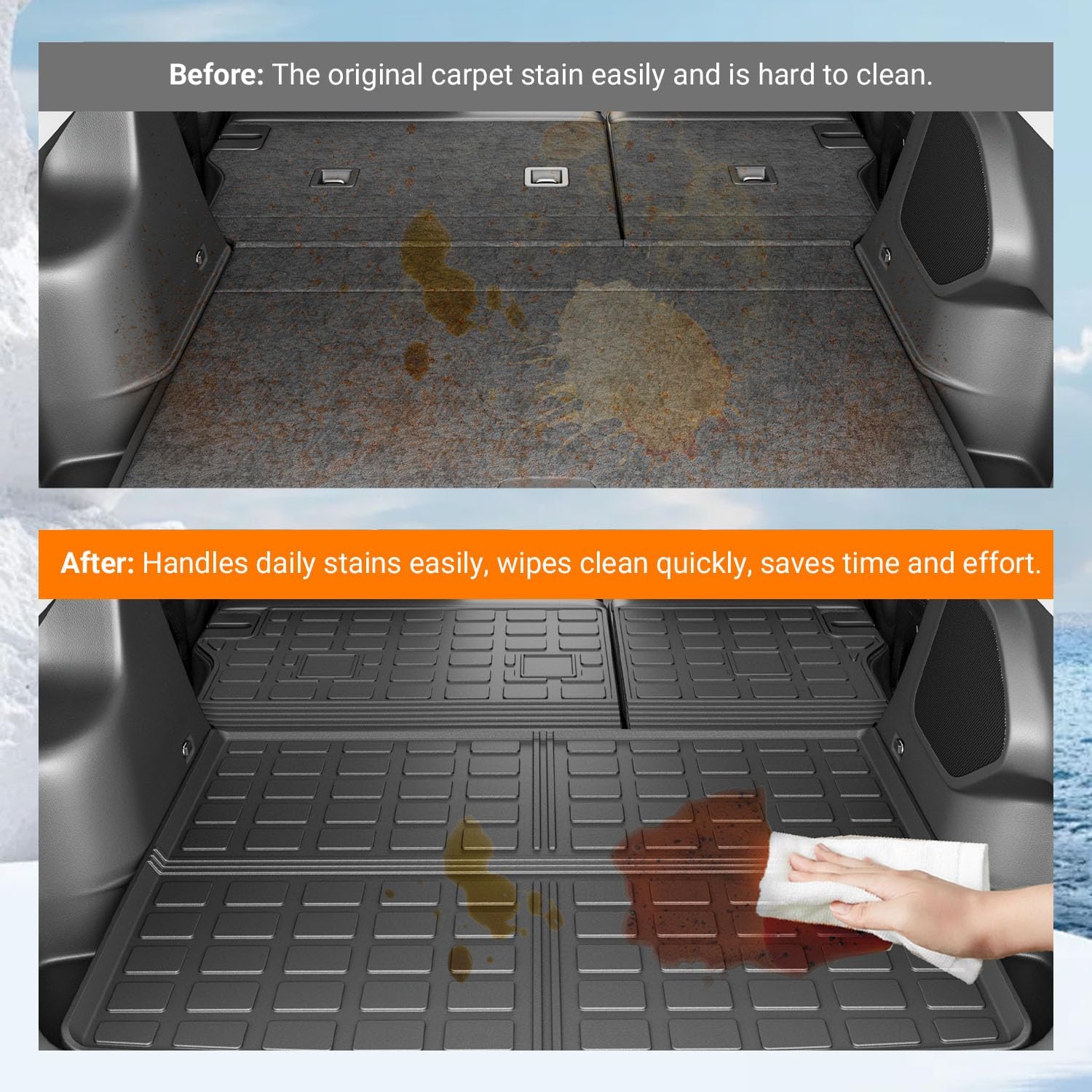 powoq Cargo Mat Compatible with 2019-2023 Jeep Cherokee Trunk Mat TPE Cargo Liner Trunk Liner Replacement for 2019 2020 2021 2022 2023 Jeep Cherokee Accessories