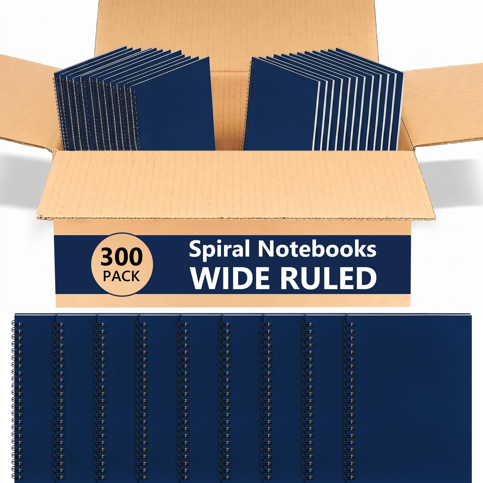 Yahenda 300 quaderni a spirale, formato A5, a righe, 21,5 x 14,9 cm, 100 pagine, copertina morbida, diari per studenti, classe, ufficio, rientro a scuola (blu scuro)