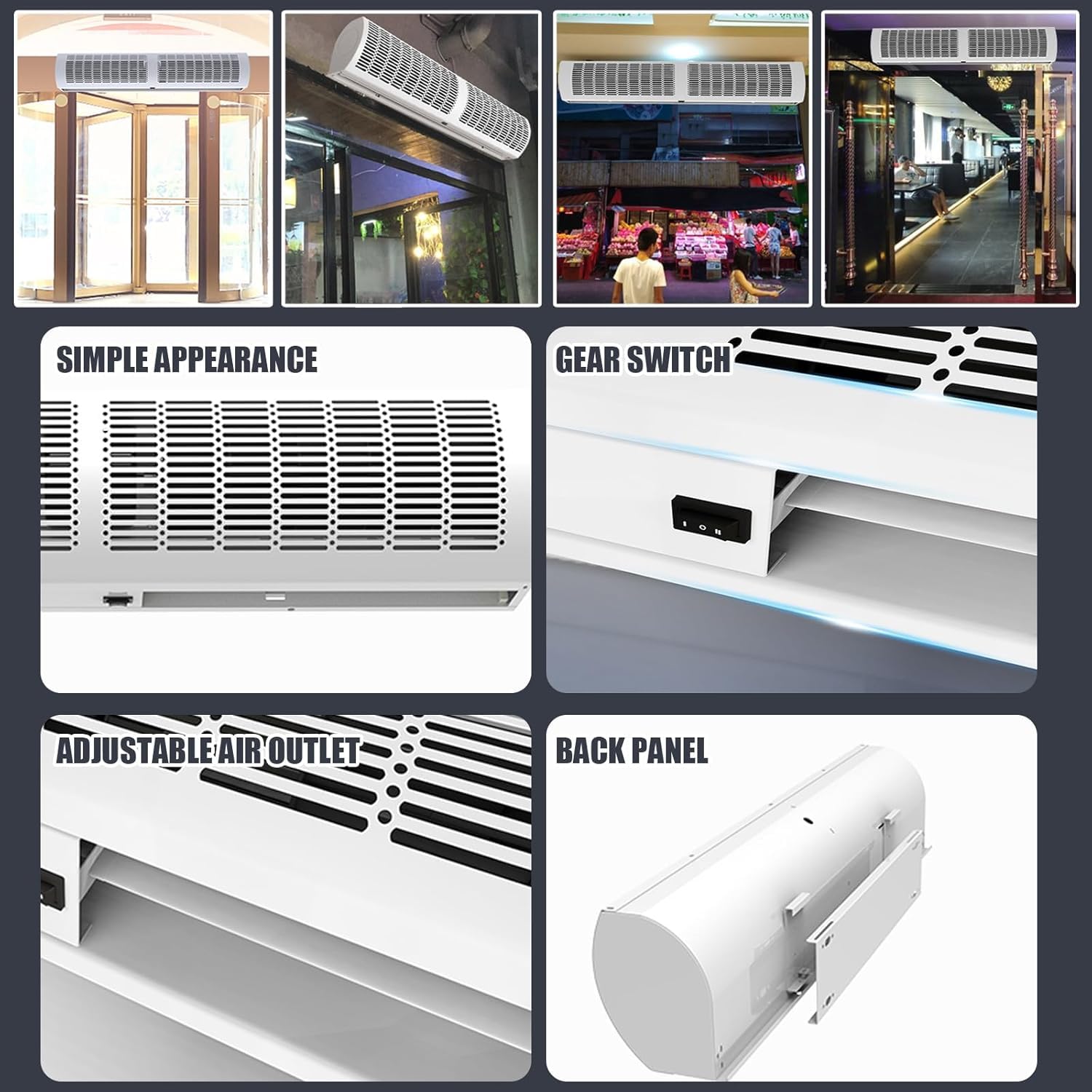 Cortina de Aire Comercial Para Interiores y Exteriores - Ventilador Potente Para Puerta