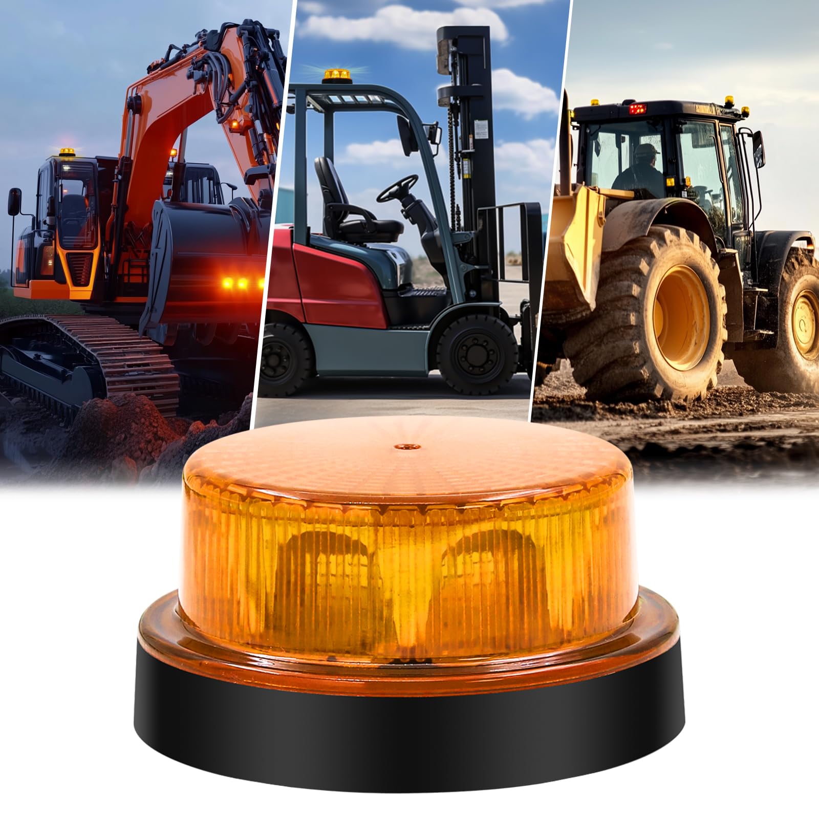Biqing 2PCS Gyrophare LED 12V-24V, Rond Stroboscopique Signalement d'avertissement Lumières 2 Modes de Flash Strobe Beacon Light Pour Voiture Véhicule Camion Remorque Van (Jaune, 2)