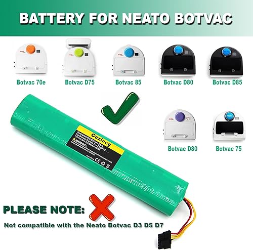 Miniatura 2 de Cuzieey Battery for Neato Botvac D Series Replacement Lithium Battery for Neato Robot Vacuum D80 D85 D75 70e 75 80 85 - Ni-Mh Battery for Neato