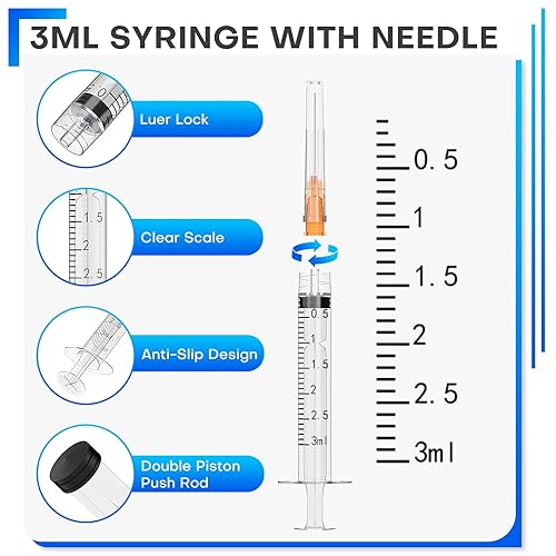 Miniatura 2 de Jeringas de 0.1 fl oz con aguja, aguja de calibre 25 de 1 pulgada con jeringa Luer Lock individualmente, esterilizadas, 16 unidadescaja
