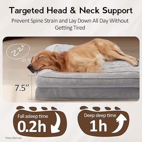 Miniatura 3 de Cama ortopédica para perros extra grandes, camas XXL de espuma viscoelástica para perros con funda extraíble lavable, camas impermeables para