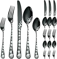 Vista 9 de Vilihkc Juego de cubiertos estilo navideño, juego de 20 piezas de cubiertos de acero inoxidable, juego de utensilios de cocina, servicio para 4