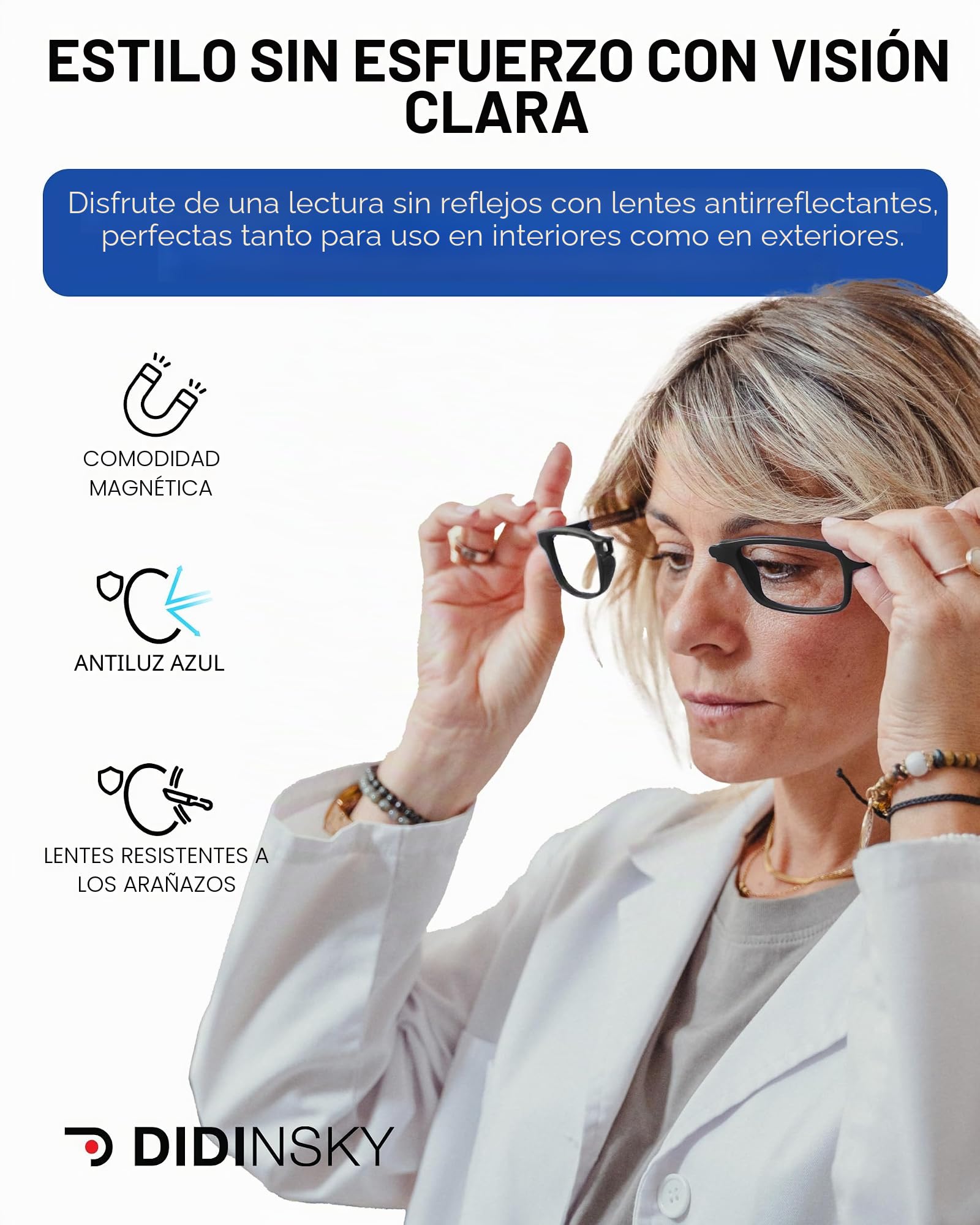DIDINSKY Krik Gafas de Lectura Magnéticas, Filtro Luz Azul