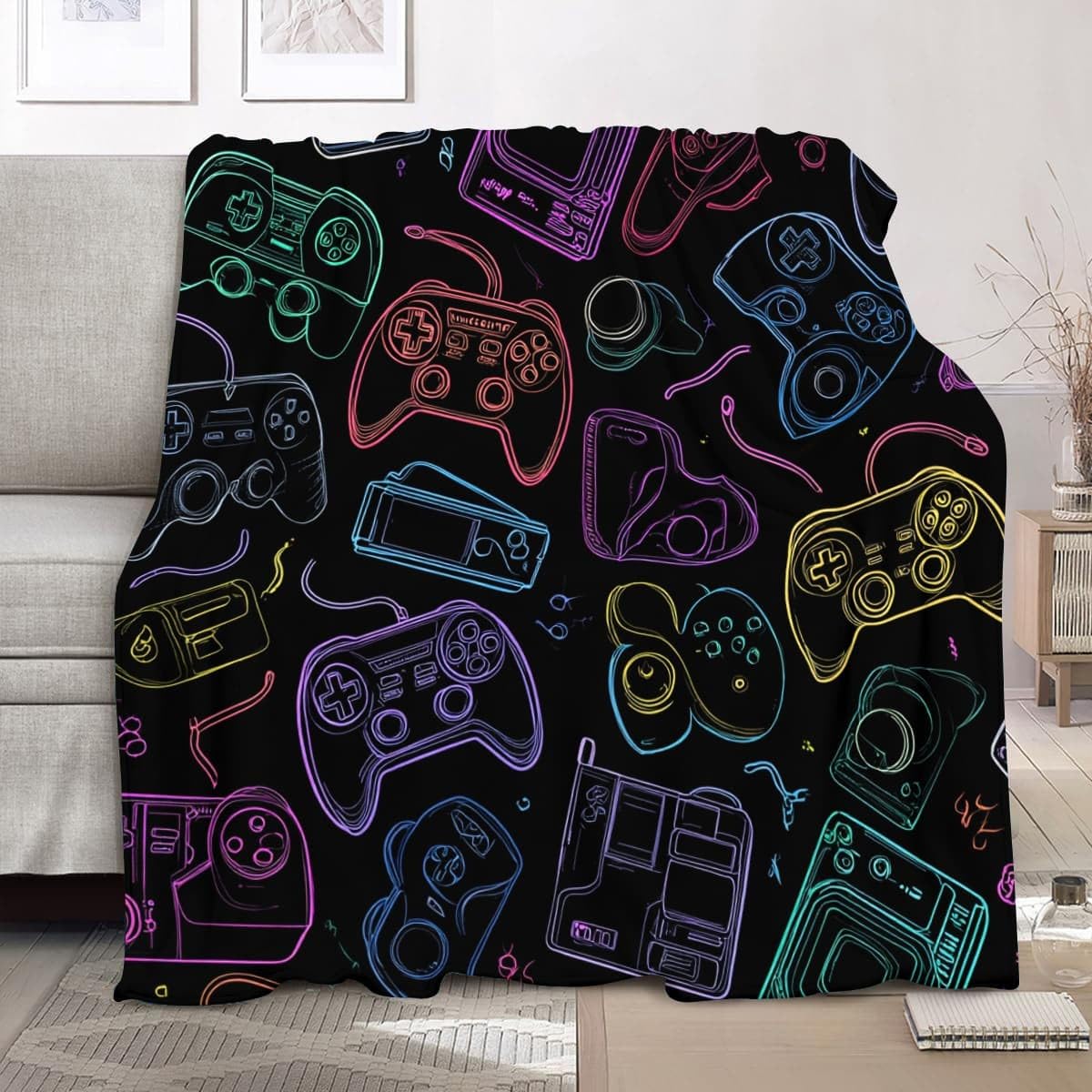 Coperta Carina Multifunzionale 180x220cm Coperta Divano Morbida Accogliente Colori Al Neon Coperta Copriletto Pelosa, Coperta di Flanella Blanket Stampe a Tema Gioco Coperta per letto Matrimoniale