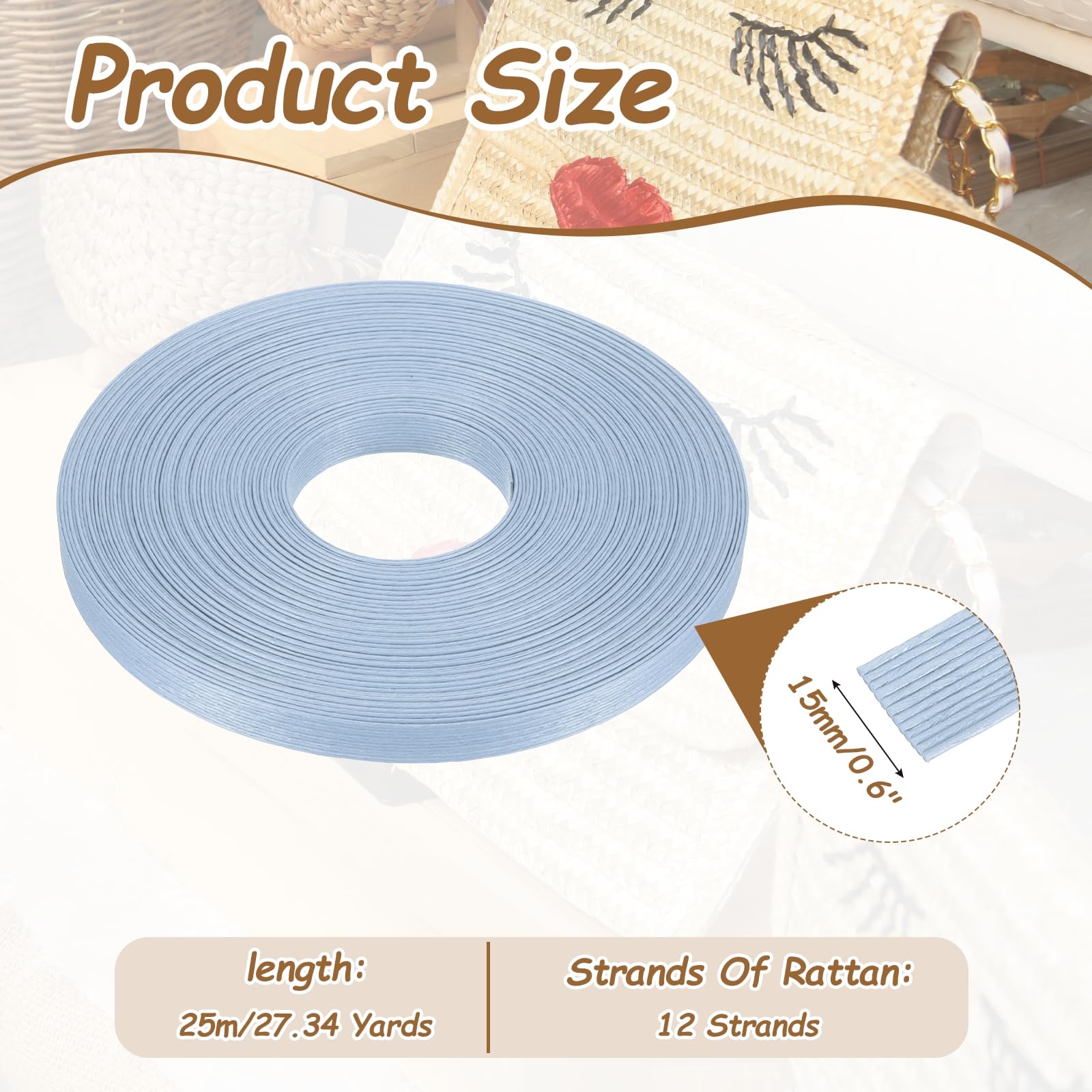 PATIKIL 27.3 Yards x 0.6" Paper Rattan Weaving Cane - Image 2
