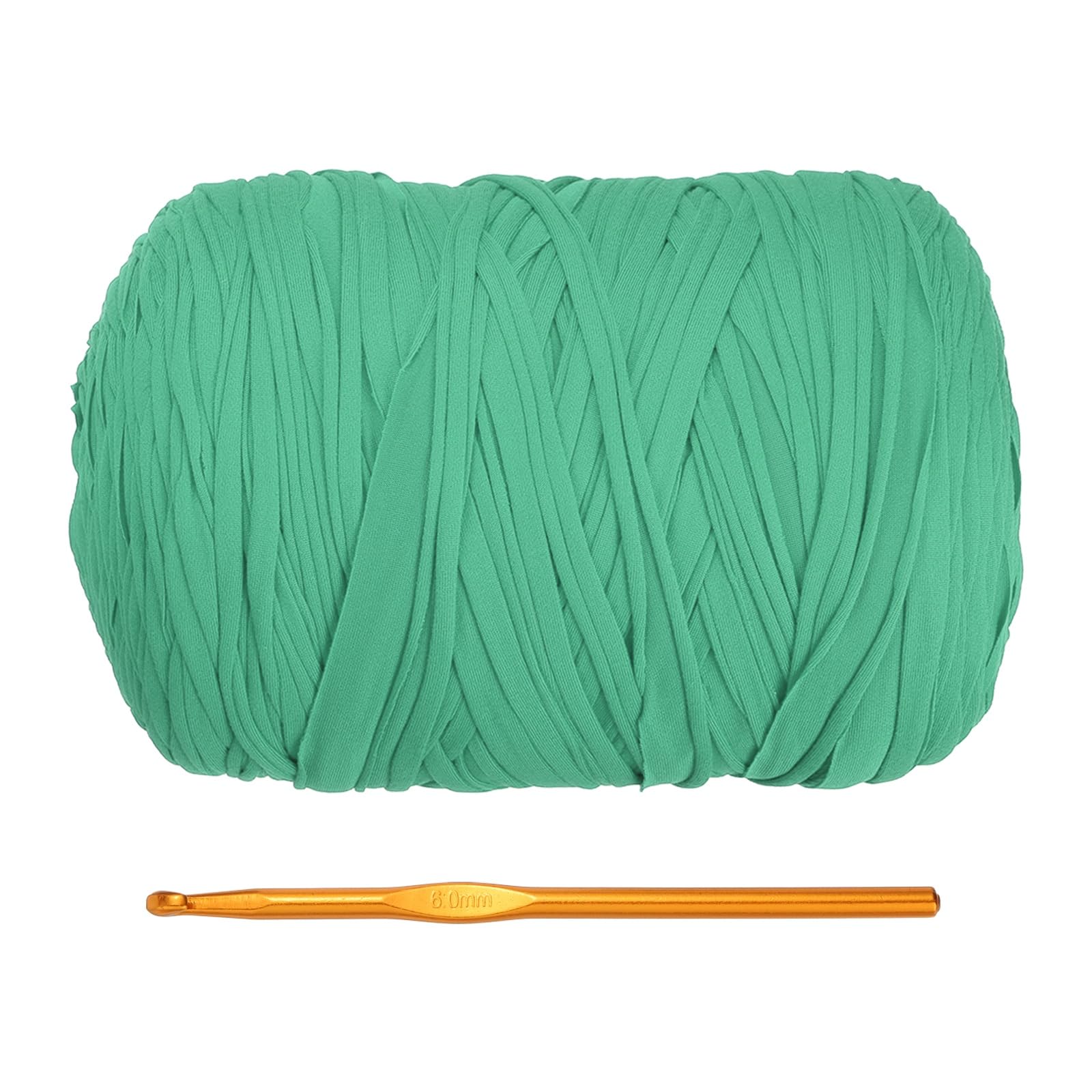 PATIKIL T-Shirt Yarn for Crocheting with 1 Crochet Hook, 800g/228 Yards Soft High Elastic Knitting Yarn for Beginner Crochet Bag/Basket/Home Decor(Dark Green)
