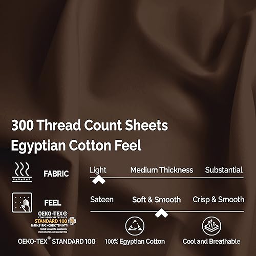 Miniatura 3 de Algodón peinado de grapa larga 100% Premium de 300hilos, juego de hojas de 4piezas Count California King, bolsillo profundo, una sola capa, sólido,