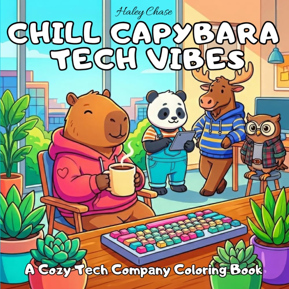 Chill Capybara Tech Vibes: A Cozy Tech Company Coloring Book of Slow Mornings, Coffee Breaks, and Cute Office Life (Cute and Comfy Coloring Book)