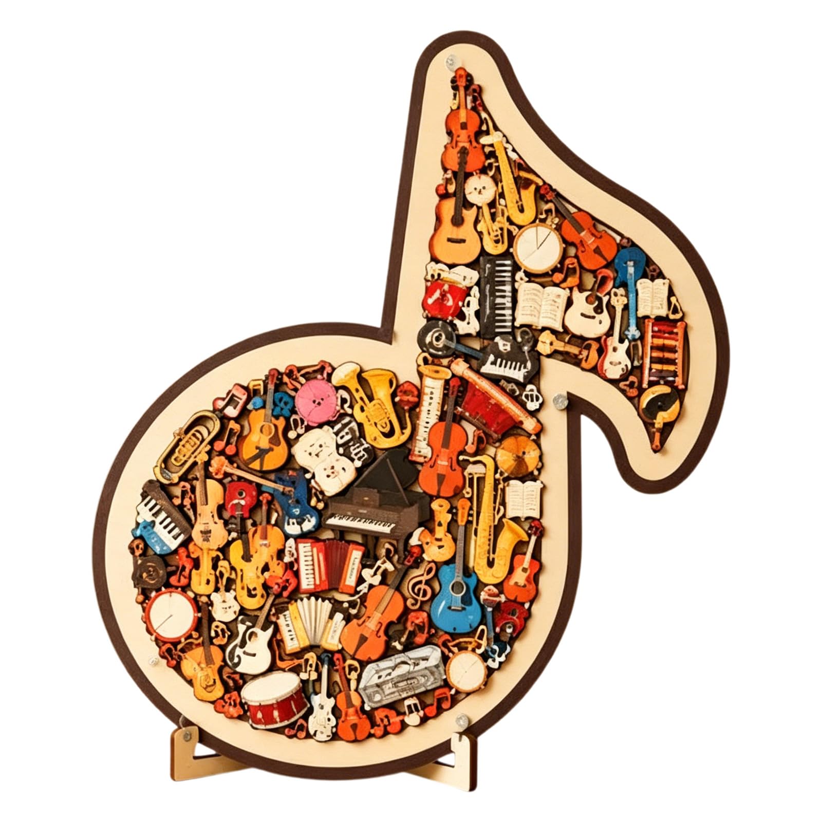 Introti Musical Note Instrument Jigsaw Puzzle Ornament Creative Musical Instrument Puzzle Decor Music Notes Wooden Jigsaw Puzzle Gifts for Men Women Teacher Students Musicians (B)