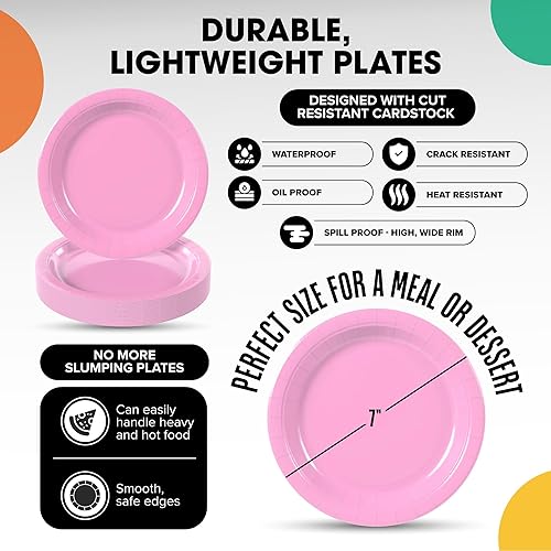 Miniatura 115 de Exquisite Platos de papel azul oscuro desechables de 7 pulgadas, color azul oscuro, platos desechables para fiestas, 100 unidades, platos de papel