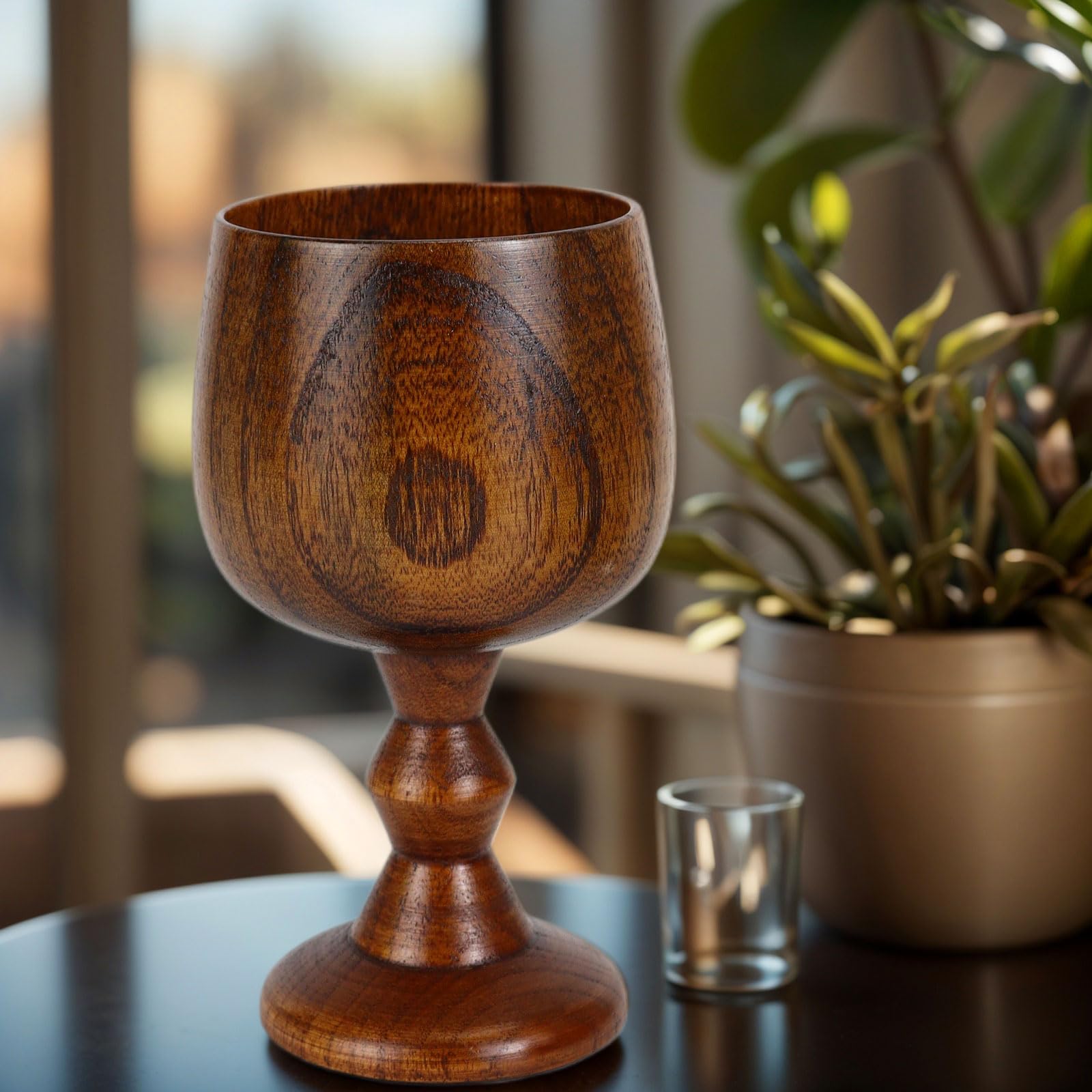 Kelche aus Holz, handgefertigt, aus natürlichem Massivholz, Weinbecher für Bier, Wein und Wasser, 100–150 ml, 2 Stück