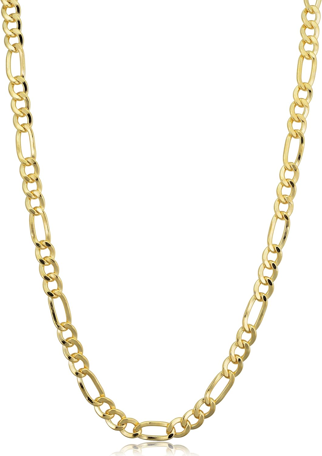 Kooljewelry 14k Yellow Gold Filled Solid 4.35 mm Figaro Necklace (16, 18, 20, 22, 24, 30 or 36 inch)