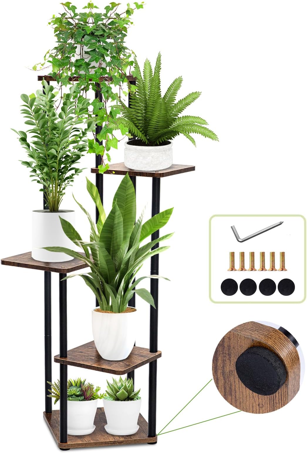 Rainie Plant Stand 5 Tier 106 cm Indoor Outdoor Tall Metal Flower Shelf, Corn...